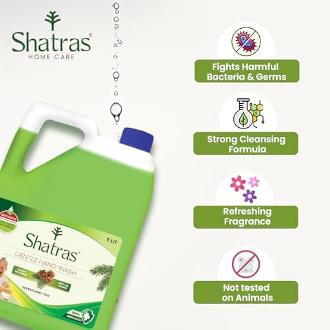 Shatras REFRESH PINE HANDWASH LIQUID REFILL CAN - 5L | ANTIBACTERIAL GERM-PROTECT | PH BALANCED | SOFT ON HANDS | REFRESHING AND ENERGIZING | HANDWASH FOR EVERYDAY USE - Image 3